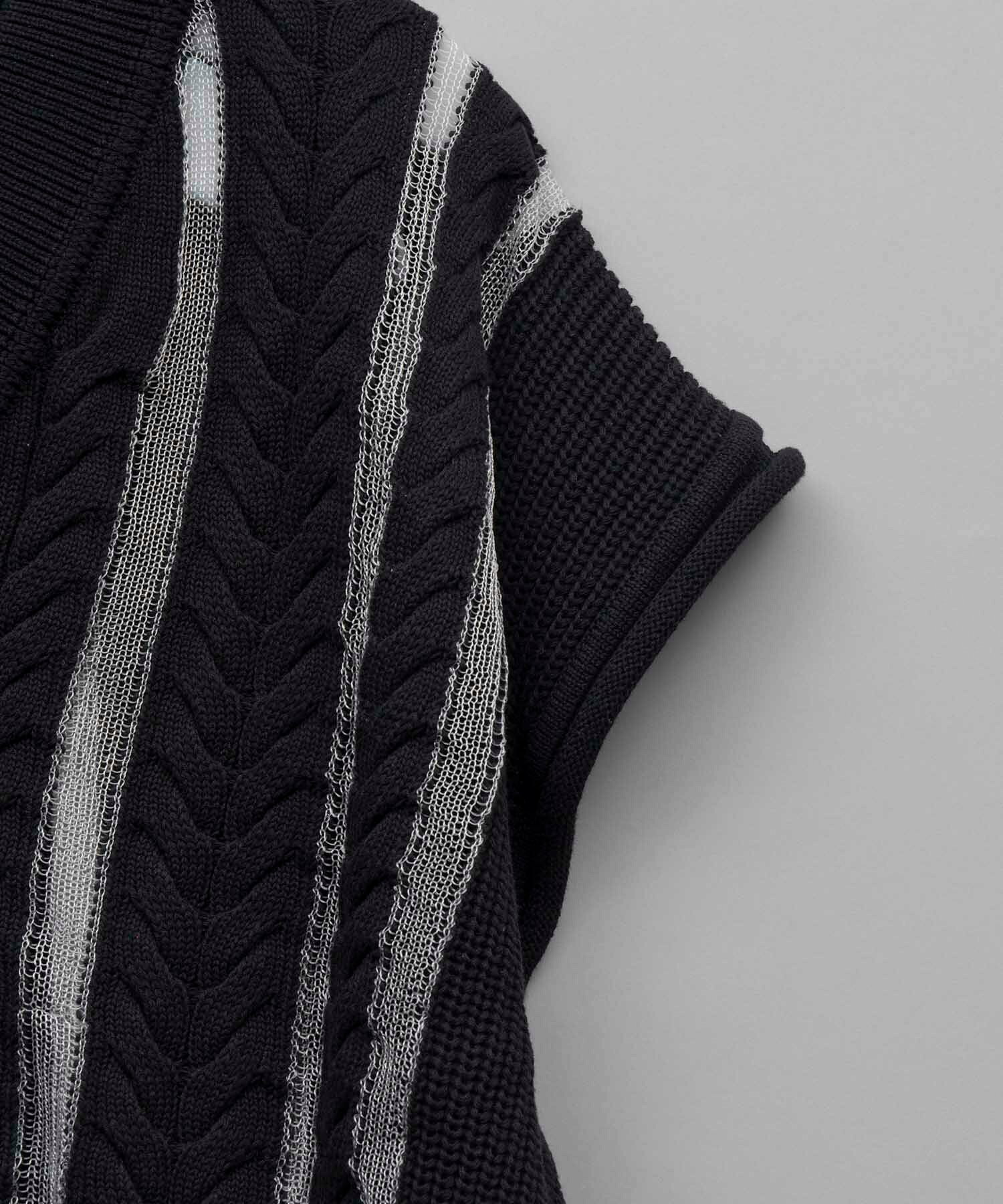 Cable Knitting Sheer Intarsia Prime-Over V-Neck Knit Vest